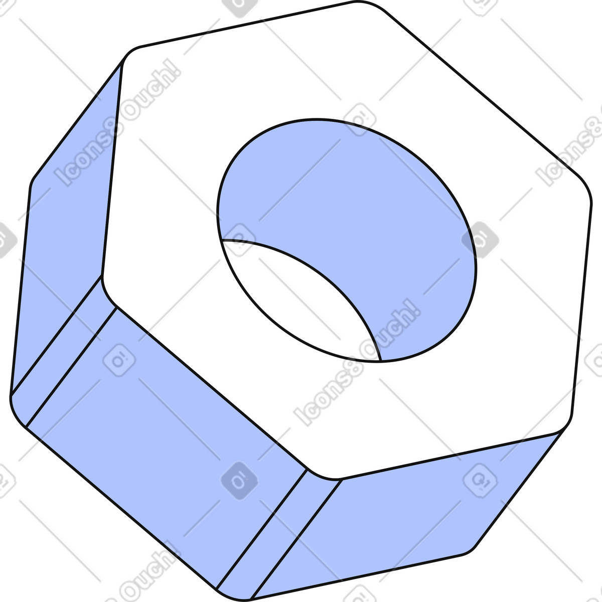 Illustration Écrou hexagonal dans le style Techny à télécharger aux formats PNG, SVG