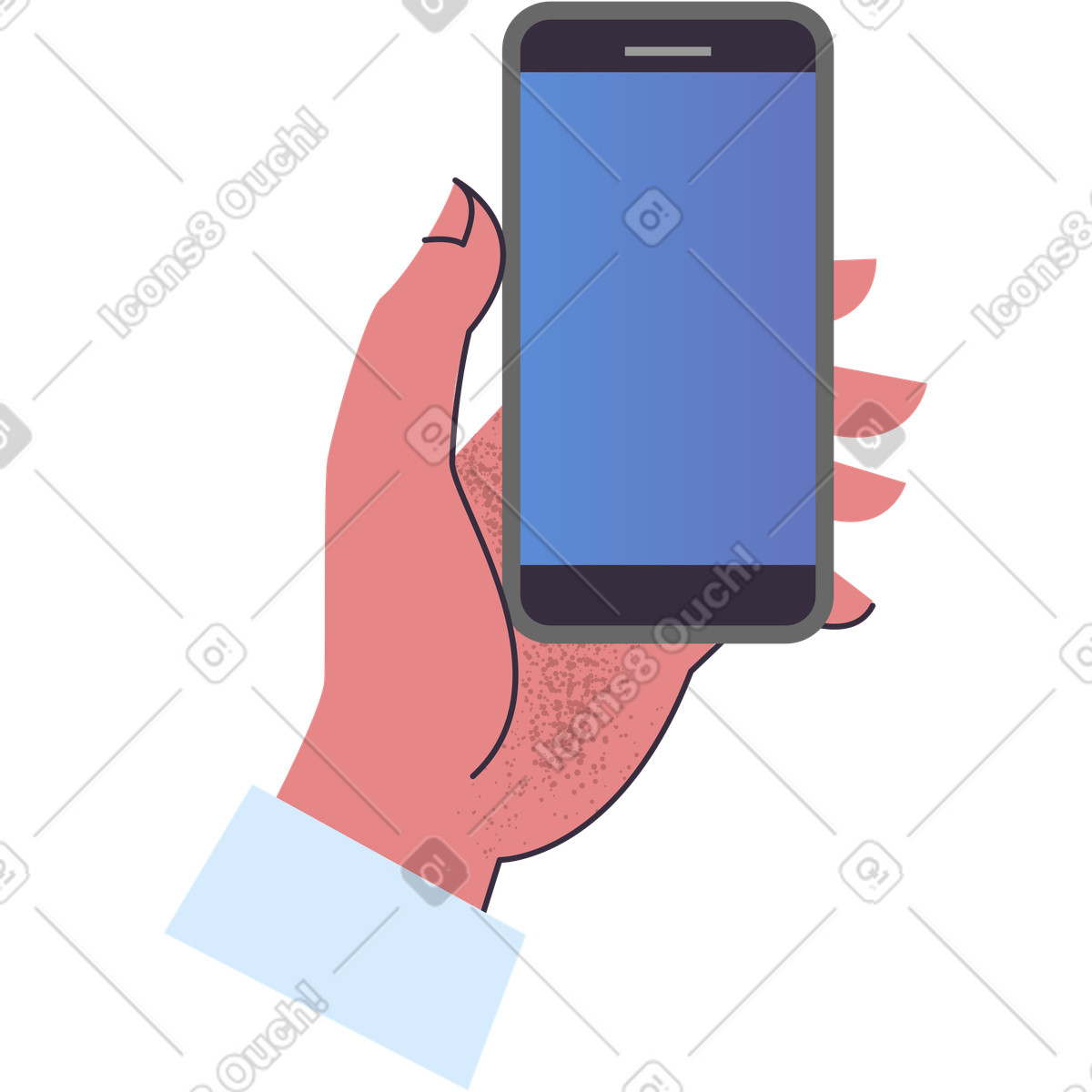 Hand with phone-Illustration im Pale-Stil als Download in PNG, SVG