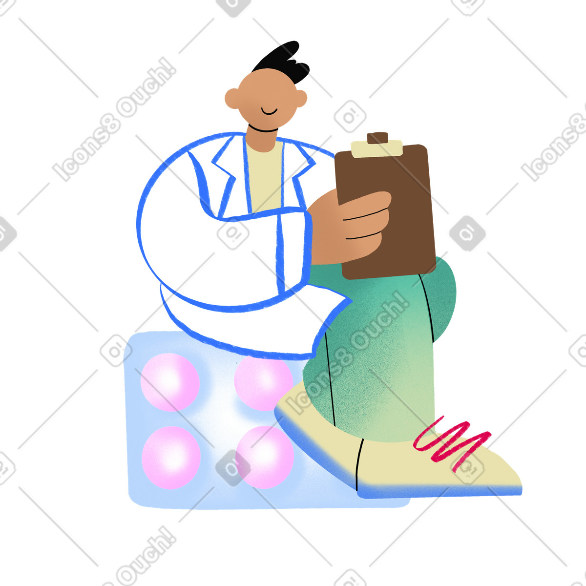 Bonny 스타일의 Male doctor with a tablet 일러스트레이션 PNG, SVG 다운로드