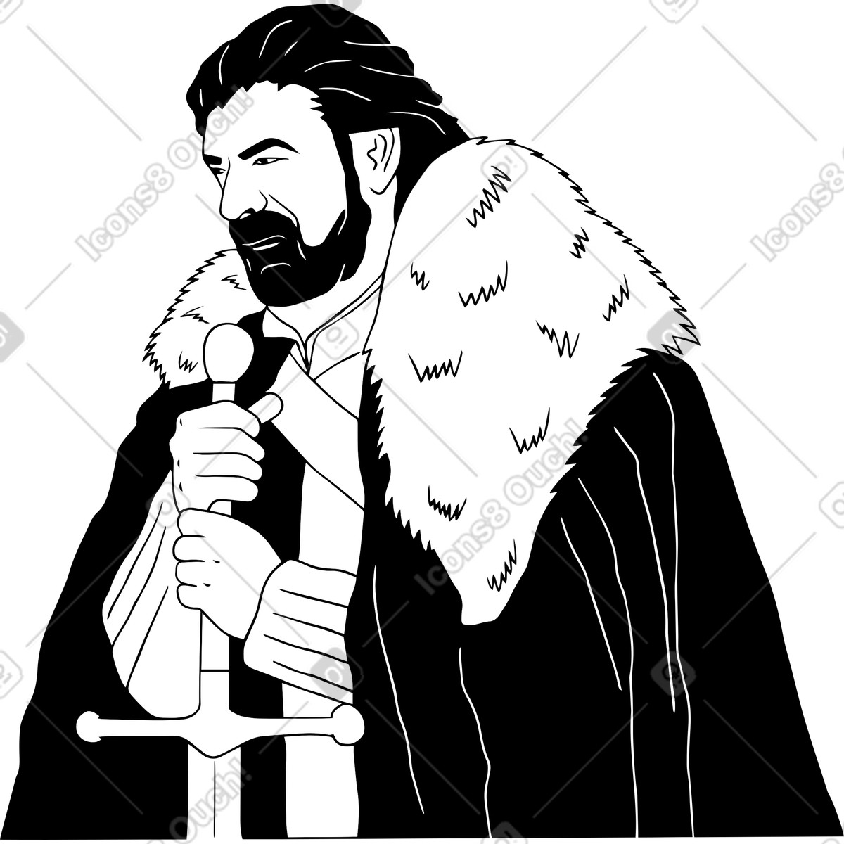 Ritter mit dem schwert-Illustration im Dudes-Stil als Download in PNG, SVG