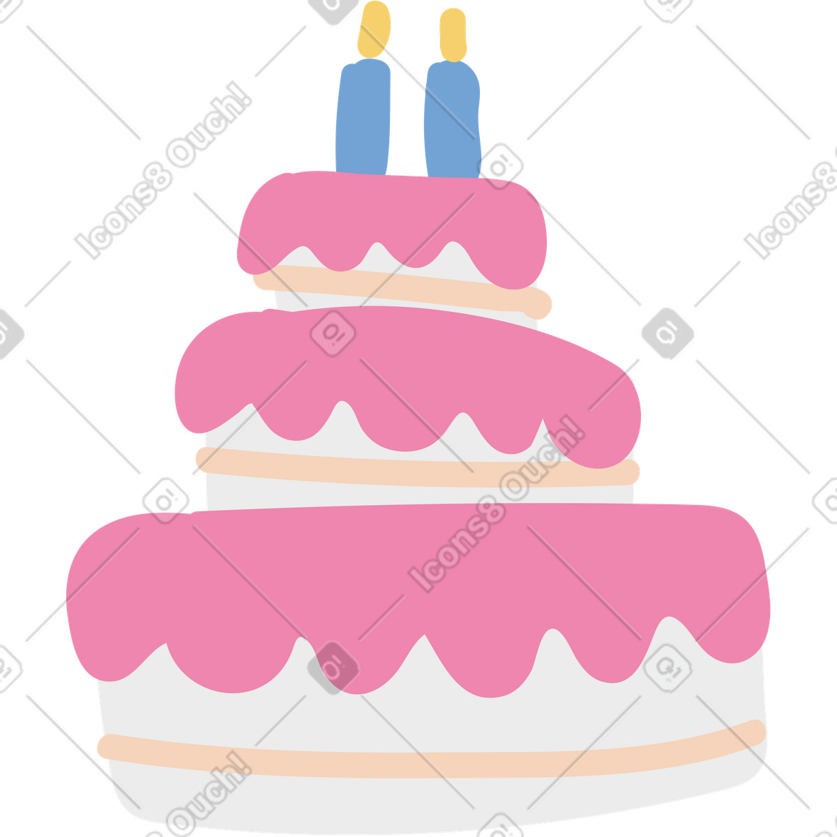 Birthday cake illustrazione in stile Pluto scarica in PNG, SVG