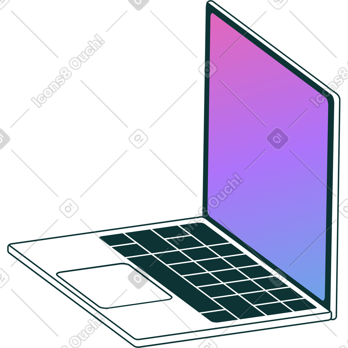 Florid スタイルの ノートパソコンを左に向けた のイラストをPNG、SVG形式でダウンロード