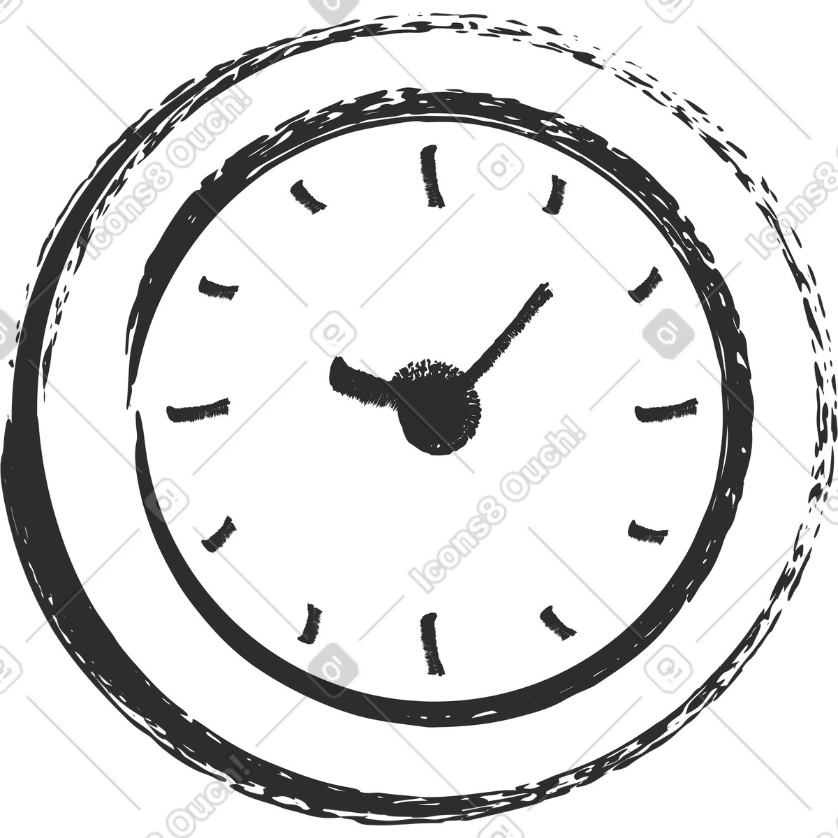 Clock illustration in Graphite style download in PNG, SVG