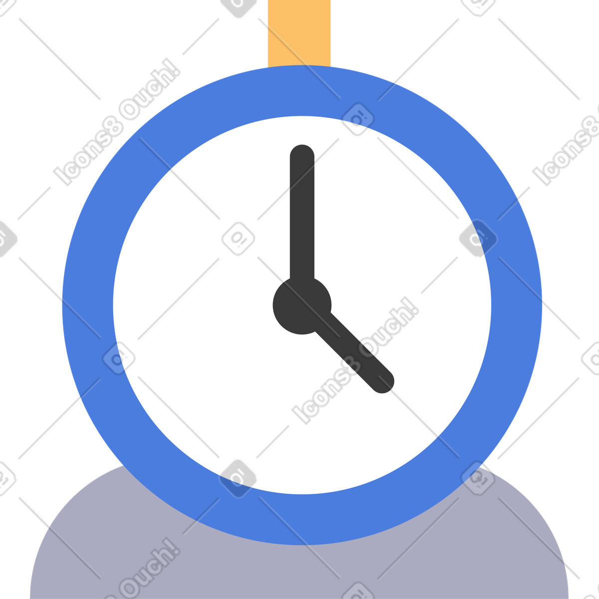 Blue alarm clock on a gray stand animated illustration in Marginalia style download in GIF, Lottie (JSON), AE