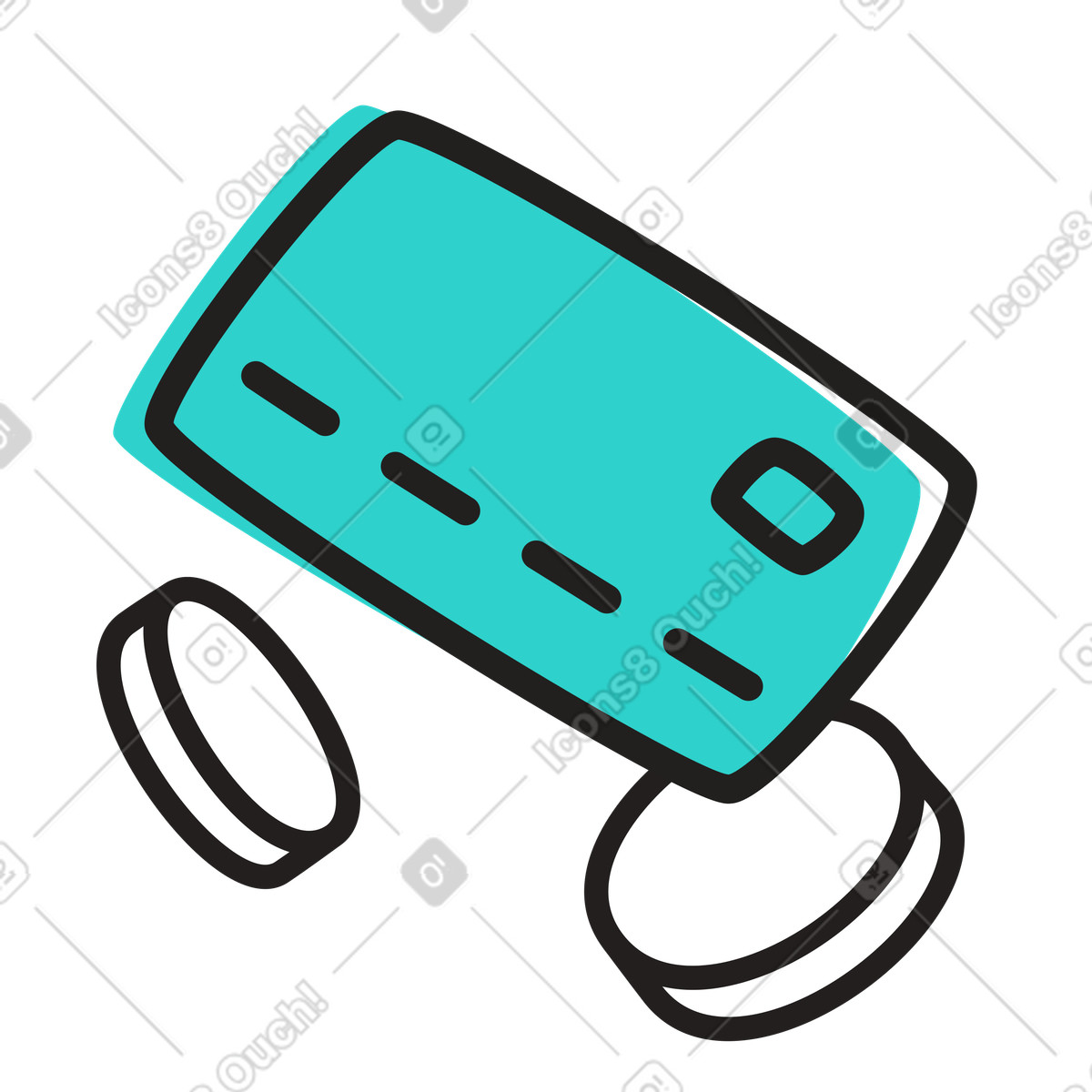 Ilustración Credit card with coins, Personal finance and spending en estilo Little a descargar en PNG y SVG