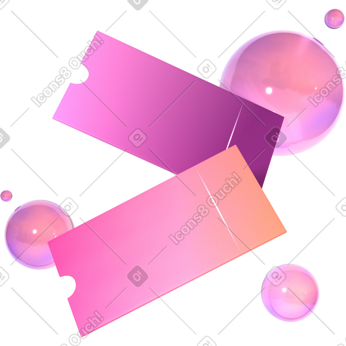 Ilustração de Cupons e esferas flutuantes em no estilo 3D Glassy para baixar em PNG, SVG
