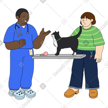 Veterinarian examining cat on table. Pet healthcare and animal clinic visit concept PNG, SVG