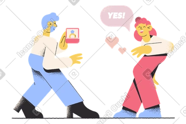 Woman saying yes to marriage proposal PNG, SVG