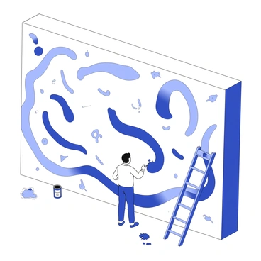 An artist painting an abstract mural that represents the functions of the amygdala and its role in emotions.