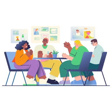 Animation team members sharing ideas over coffee in a studio break room