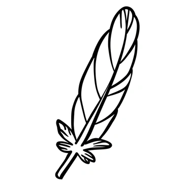 A close-up illustration of a bird feather, prominently showcasing the "barbs" that extend from the central shaft and the "vane" which flares out on either side. The barbs are intricately detailed, displaying their interlocking structure and texture. The vane is depicted as a smooth, elongated surface, emphasizing the natural patterns and lines that run along its length. The entire illustration captures the delicate and intricate nature of the feather's anatomy.