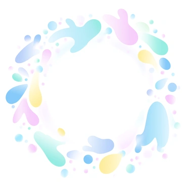 A canvas covered with vibrant paint splatters in various colors, creating a chaotic yet beautiful pattern. The paint is splattered in diverse directions, with some larger droplets and smaller speckles, forming an intricate mosaic. Each color transitions softly into the next, with shades of blue blending into yellows, reds merging into greens. The background is a light pastel hue that enhances the vividness of the splatters.