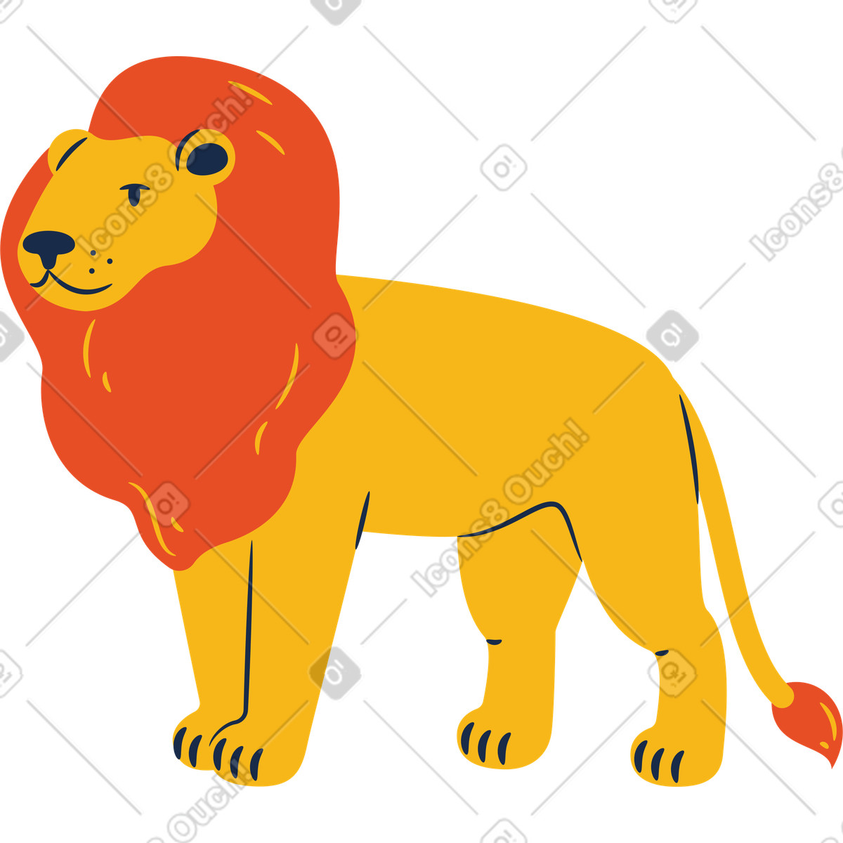 Löwe stehend-Illustration im Flame-Stil als Download in PNG, SVG