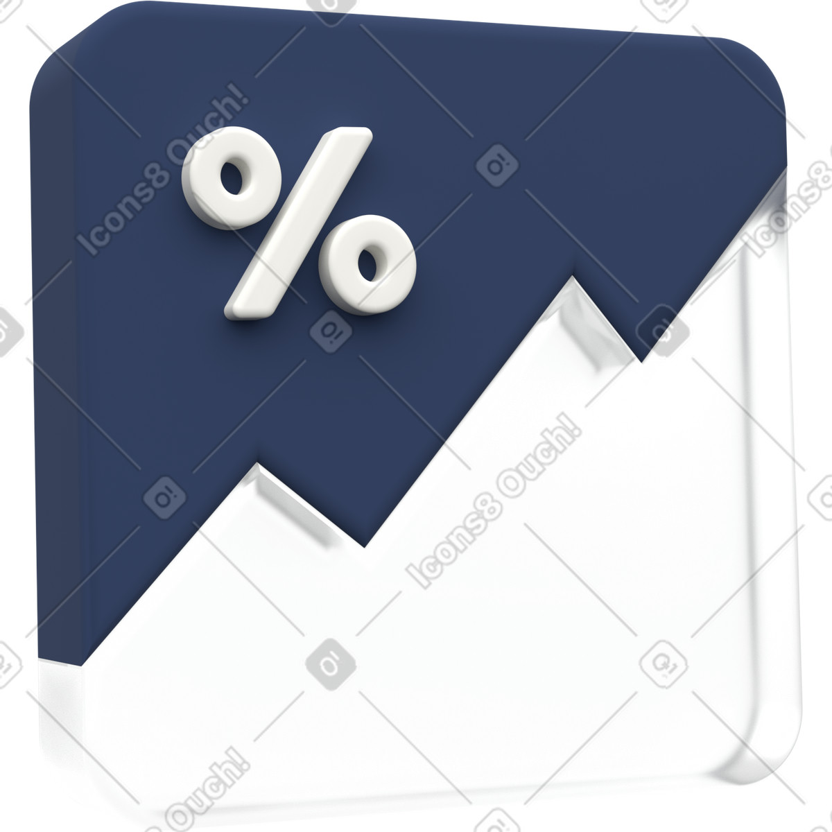 Illustration Blue percentage increase chart dans le style 3D Grid à télécharger aux formats PNG, SVG