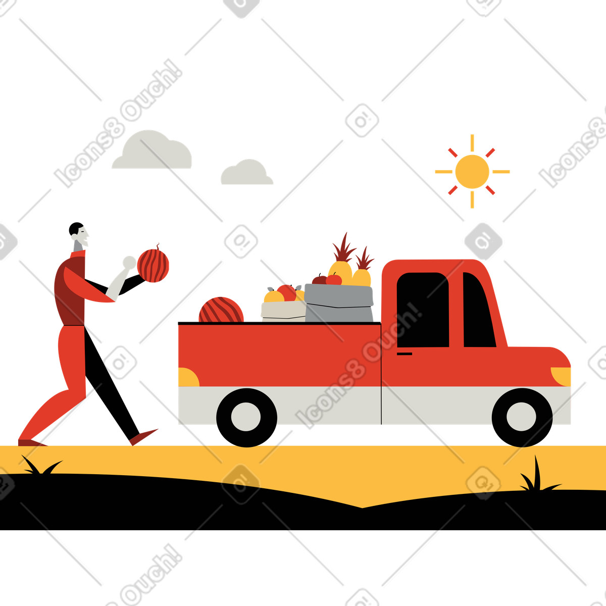 下载 Burgundy 风格的 装水果 插画，支持 PNG、SVG 格式