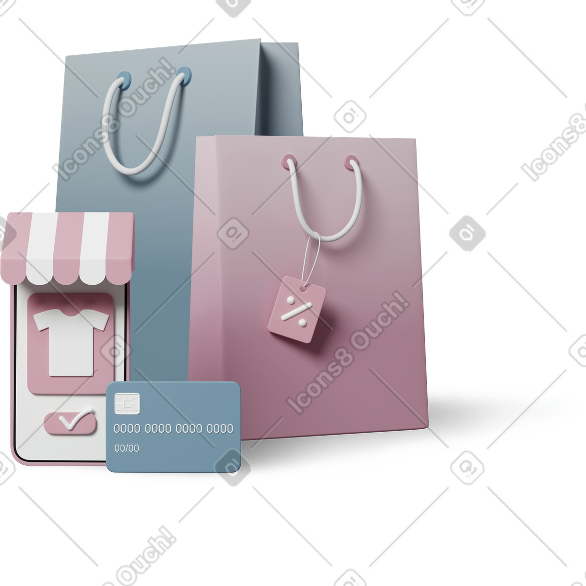 Online shopping illustrazione in stile 3D Casual life scarica in PNG, SVG