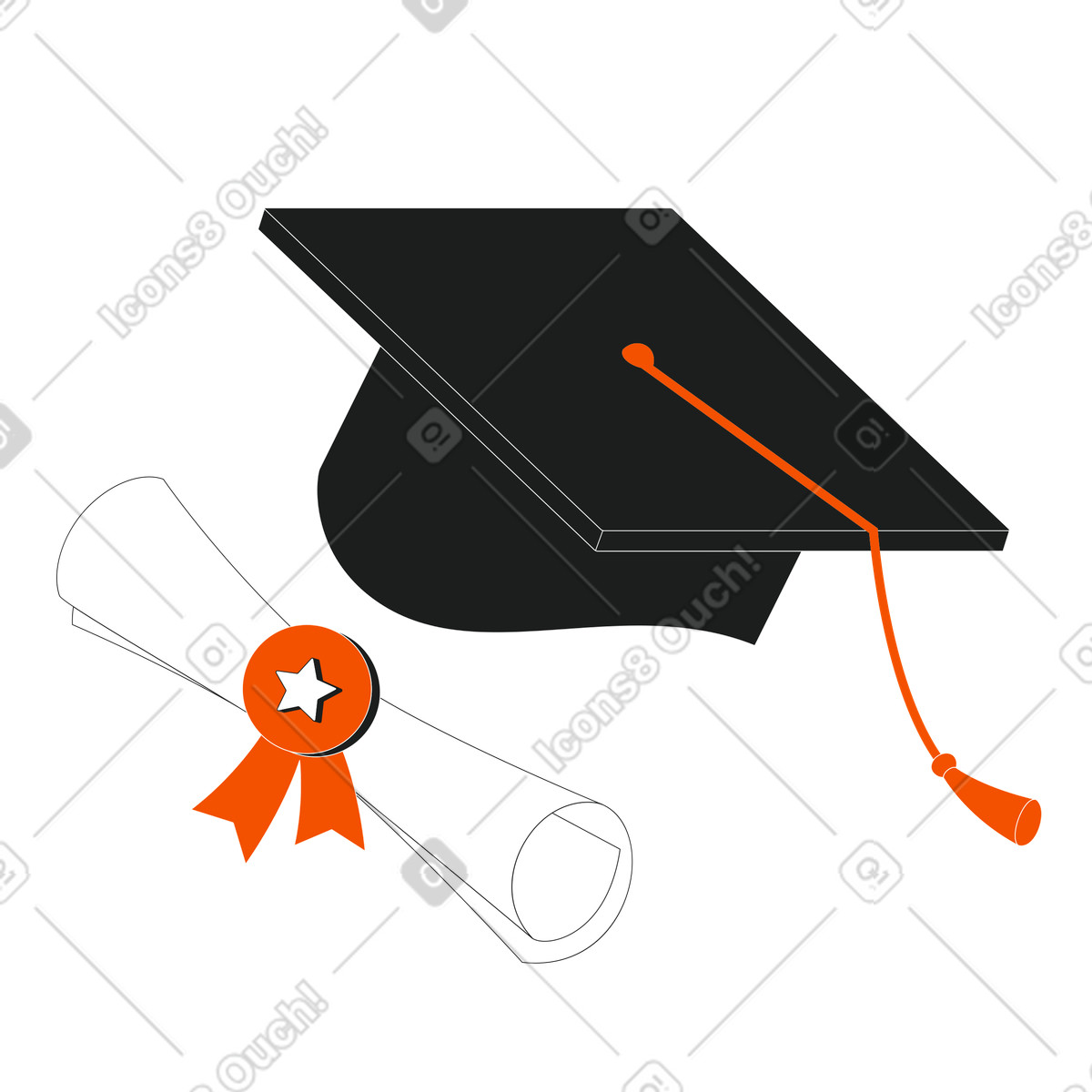 Graduation cap and diploma scroll illustration college clipart educational graphics and vector images