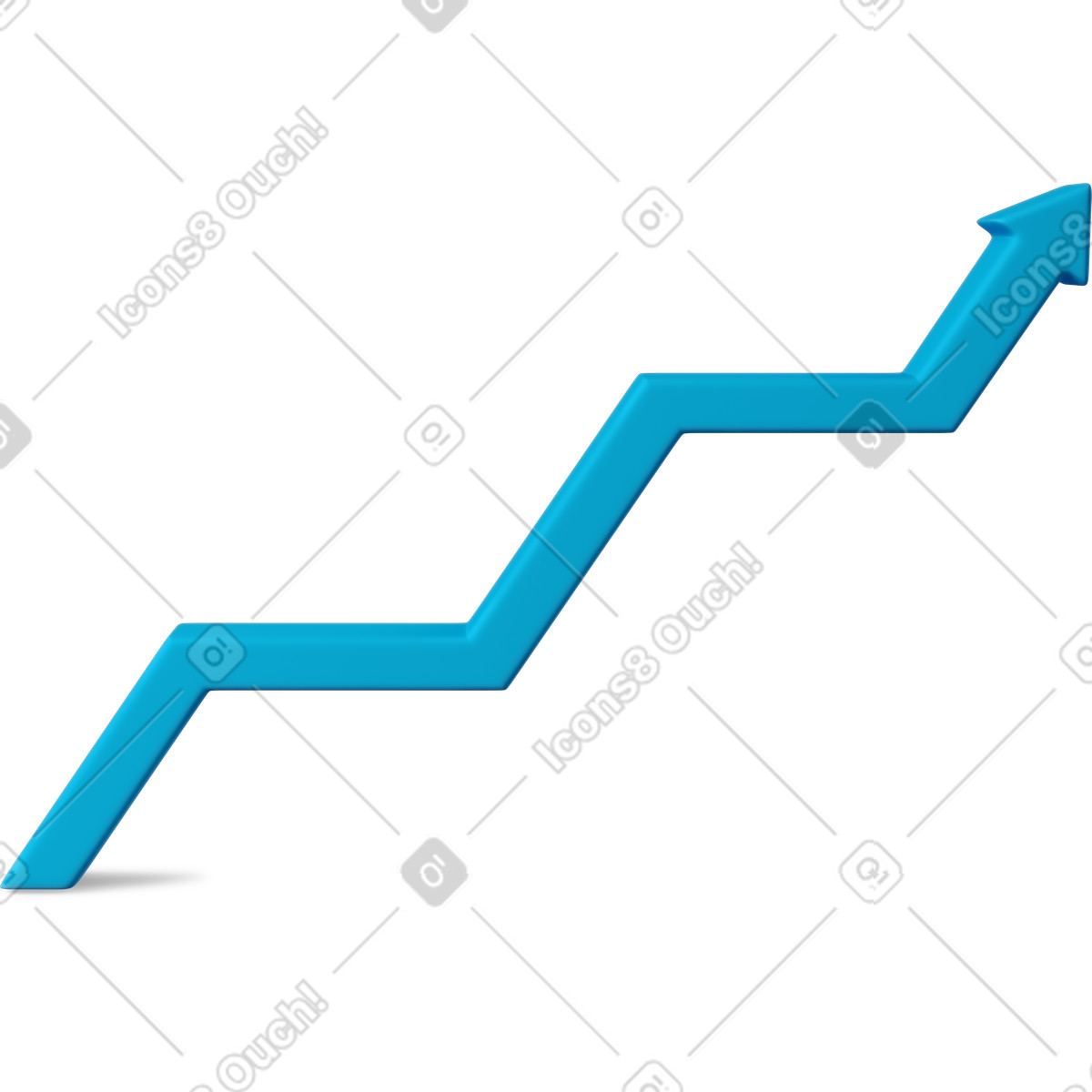 Blue zigzag up arrow chart illustration in 3D Business style download in PNG, SVG