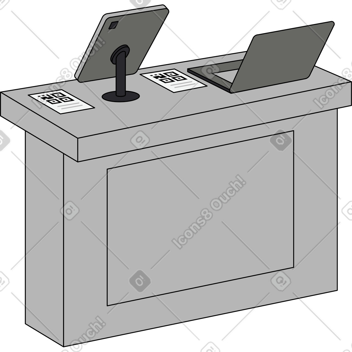 Ilustración Quiosco de autoservicio minorista para caja en estilo Kindy a descargar en PNG y SVG
