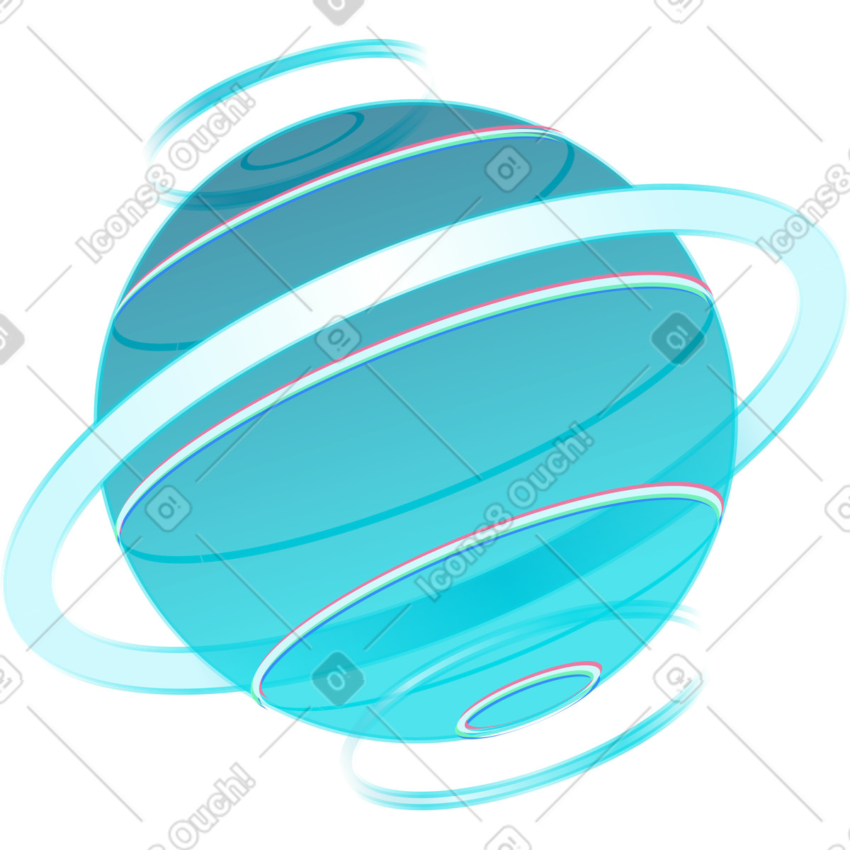 Planet-Illustration im Neon-Stil als Download in PNG, SVG