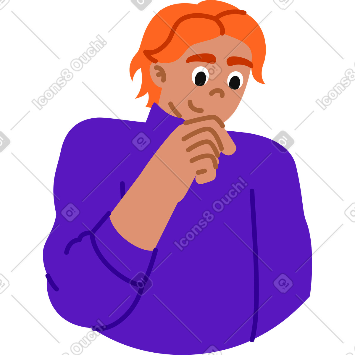 Young man thinking illustration in Active style download in PNG, SVG