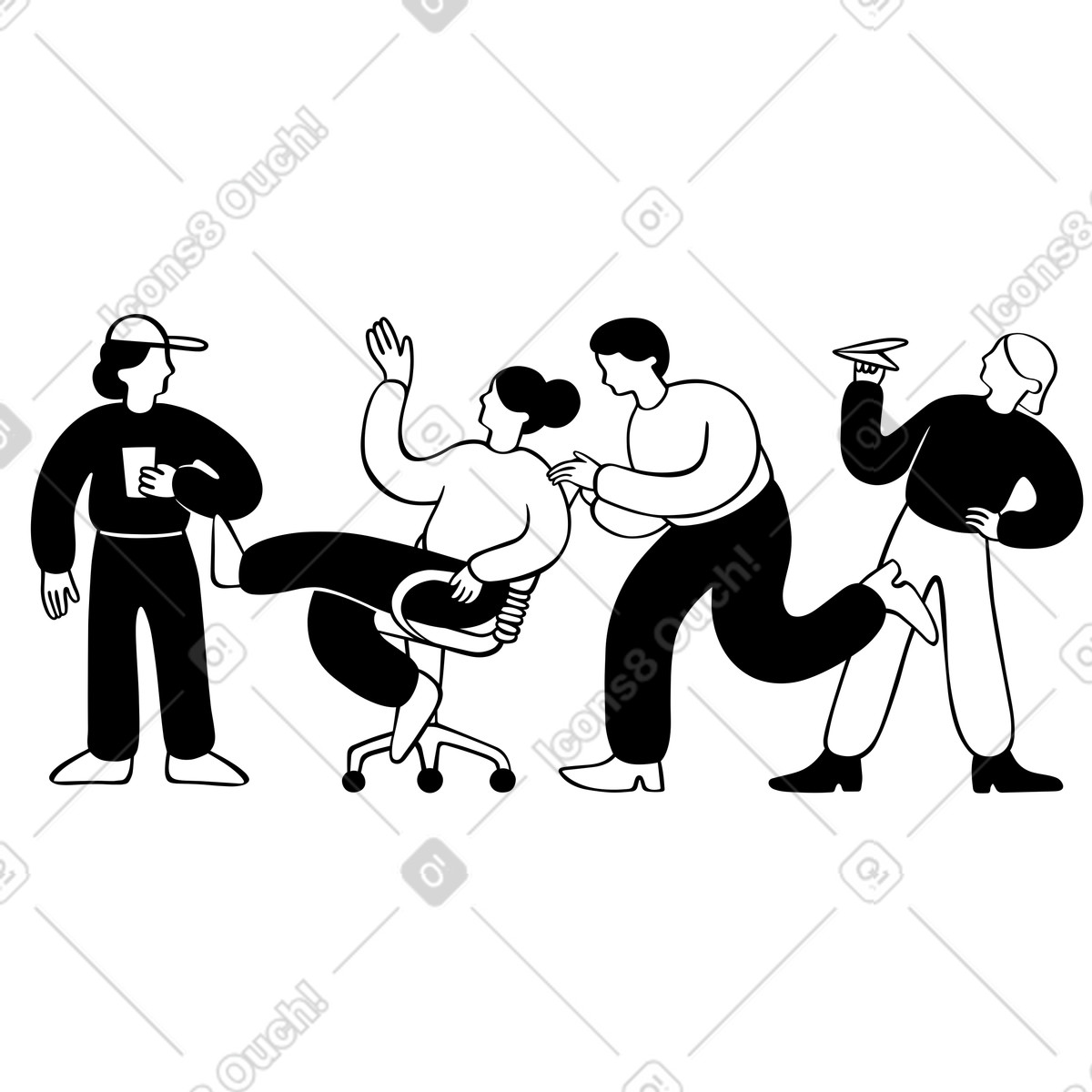 Colleagues having fun at office party illustration in Journal style download in PNG, SVG