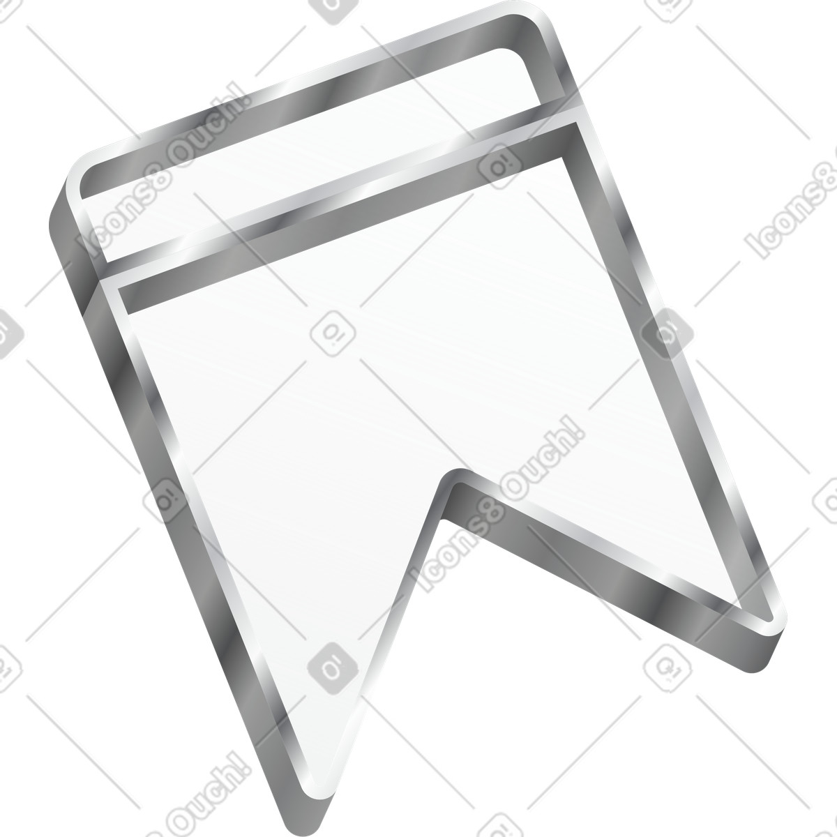 Transparent UI ribbon bookmark with metallic border illustration in Token style download in PNG, SVG