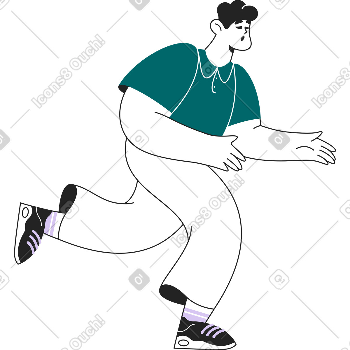 Rennt besorgter mann-Illustration im Sammy Line-Stil als Download in PNG, SVG