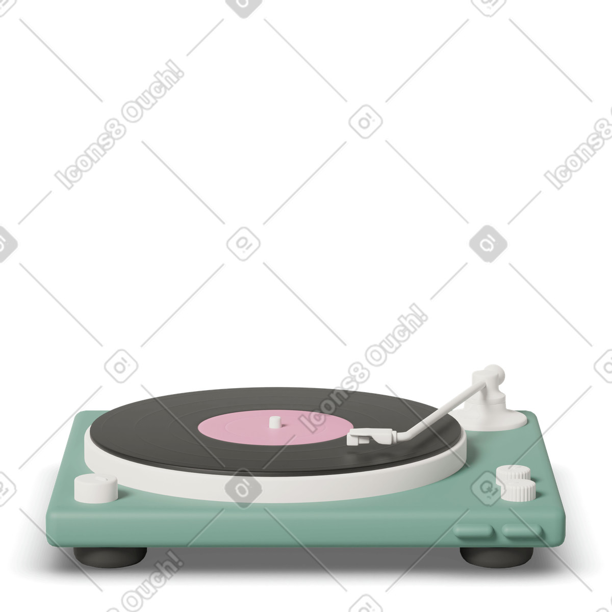 Vinyl record player illustration in 3D Casual life style download in PNG, SVG