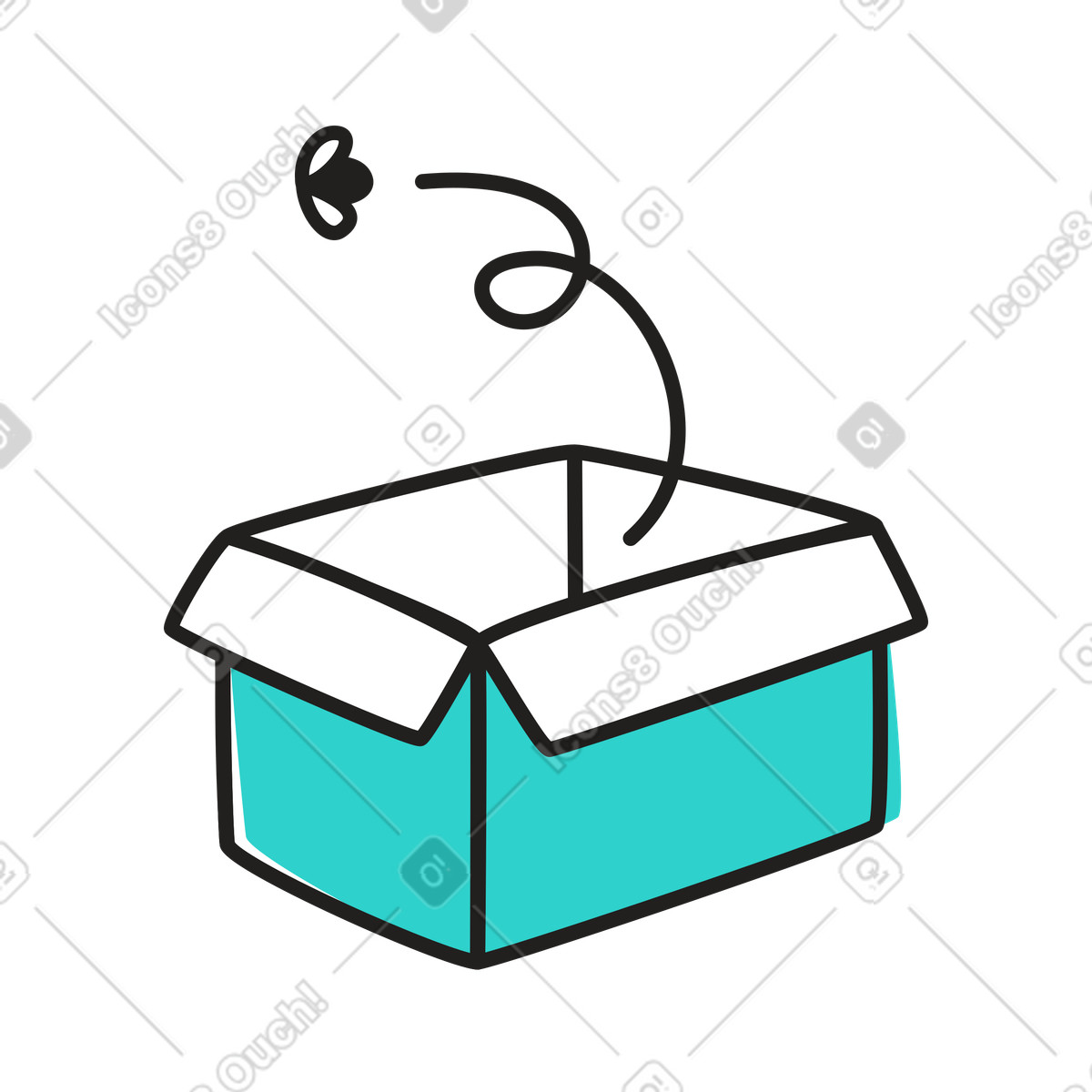 Ilustração de Uma mosca voando para fora caixa vazia em no estilo Little baixar em PNG, SVG
