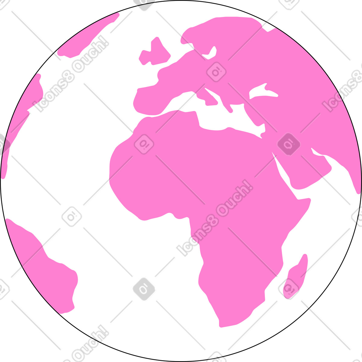 Minimal Earth illustration clipart with clean round globe and oceans
