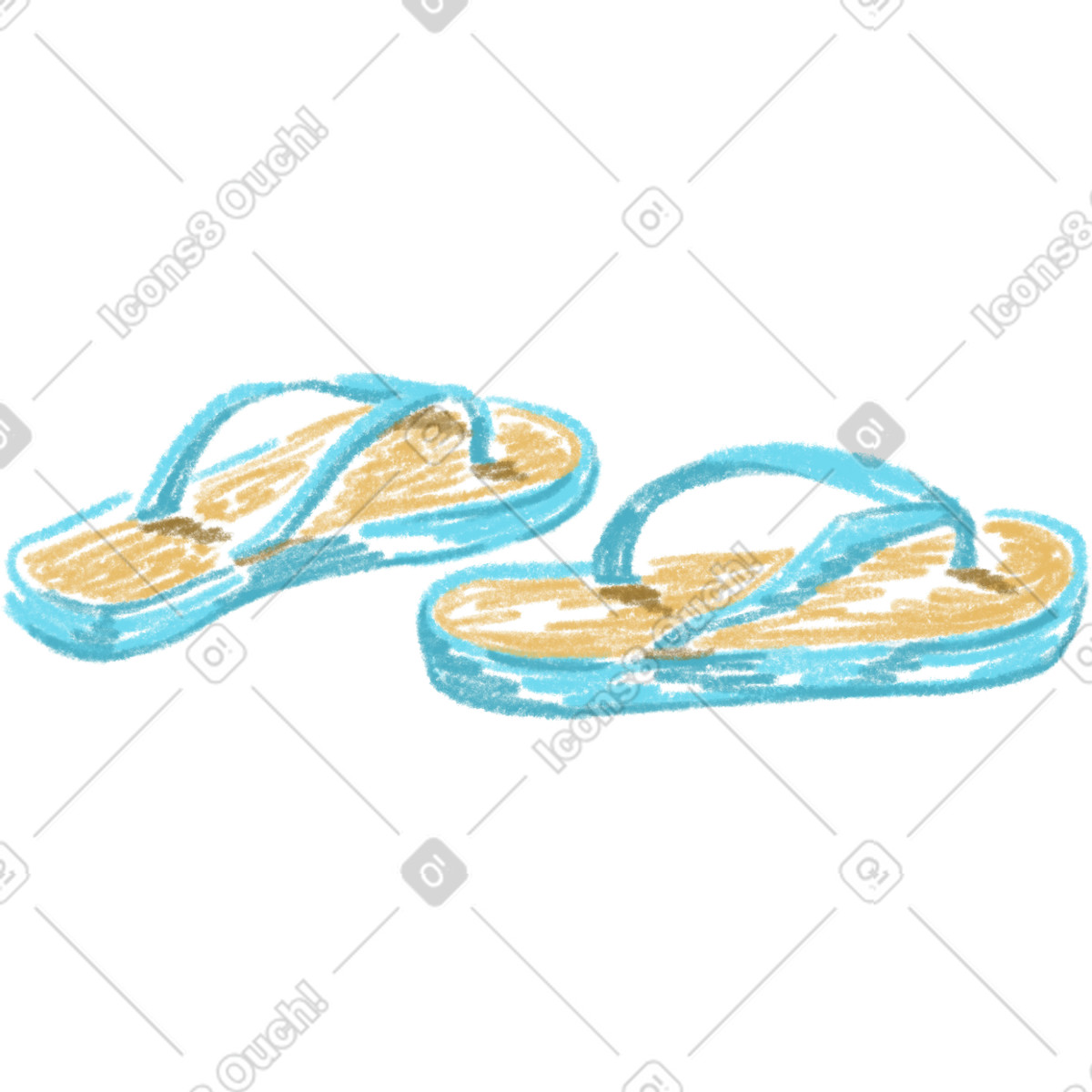 下载 Sketchbook 风格的 Beach flip flops 插画，支持 PNG、SVG 格式