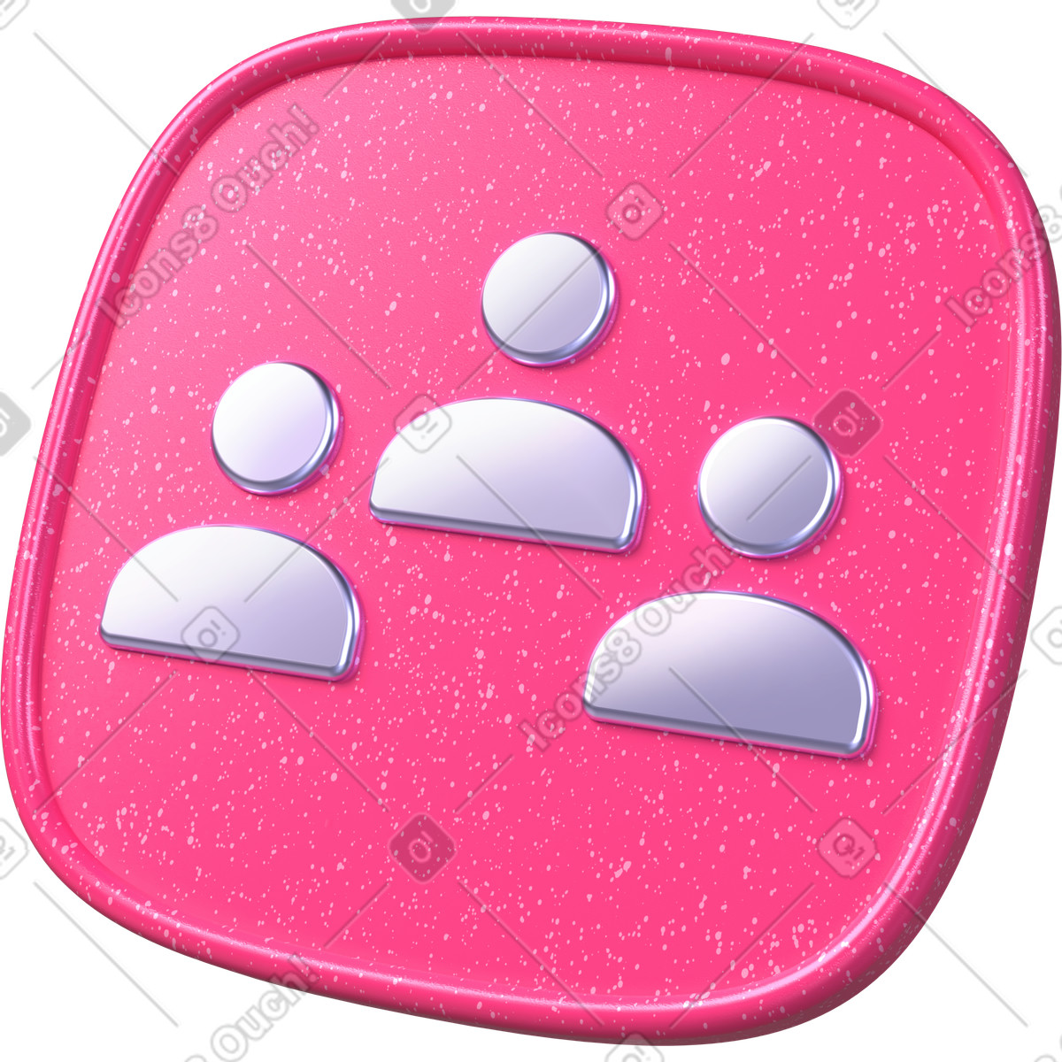 Illustration Icône de collaboration d'équipe, symbole gestion groupe, badge d'entreprise rose dans le style 3D Boost à télécharger aux formats PNG, SVG