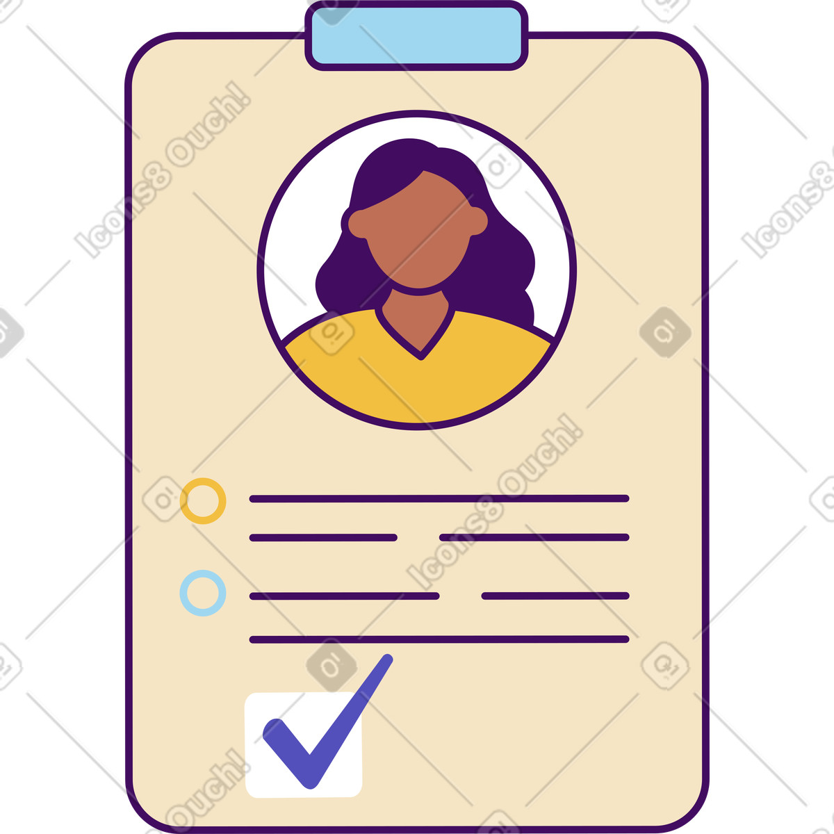 Lebenslauf einer frau-Illustration im Simplistic-Stil als Download in PNG, SVG