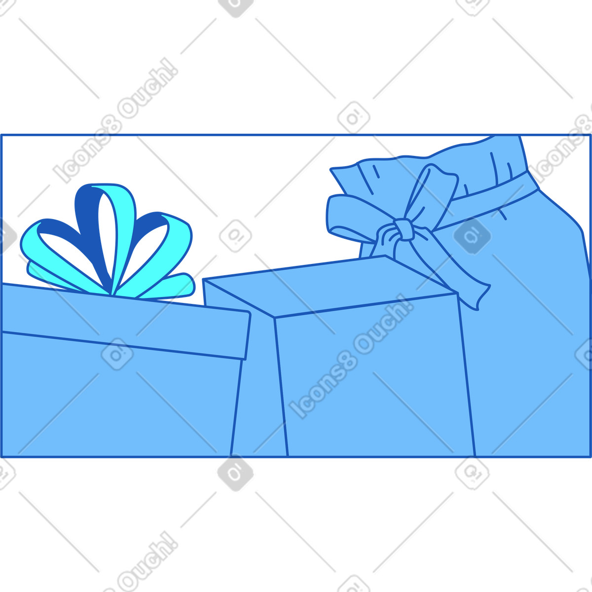Illustration Cadre avec des cadeaux dans le style Storyline à télécharger aux formats PNG, SVG