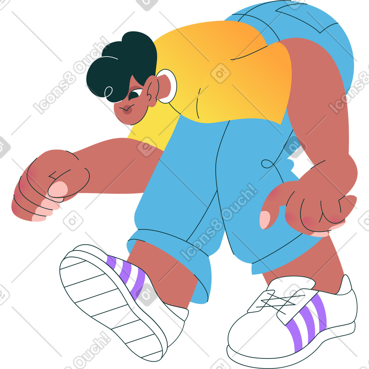 Man bending to look at something illustration in Florid style download in PNG, SVG