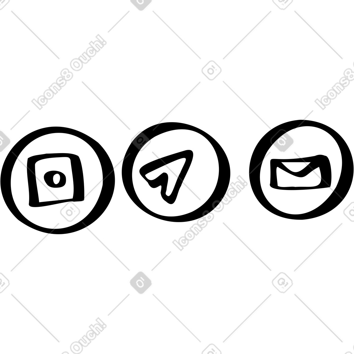 Icone dei social media illustrazione in stile Journal scarica in PNG, SVG