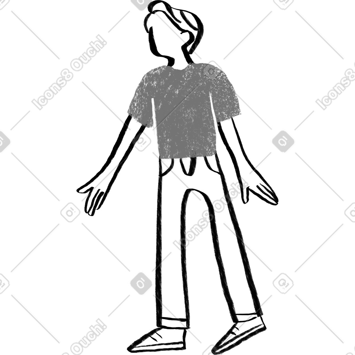 Ilustração de Homem preto e branco com a mão estendida em no estilo Company para baixar em PNG, SVG