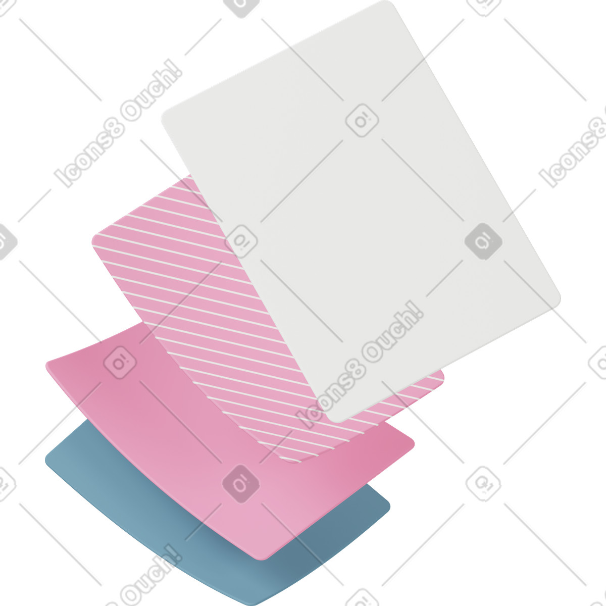 Four floating cards-Illustration im 3D Casual life-Stil als Download in PNG, SVG