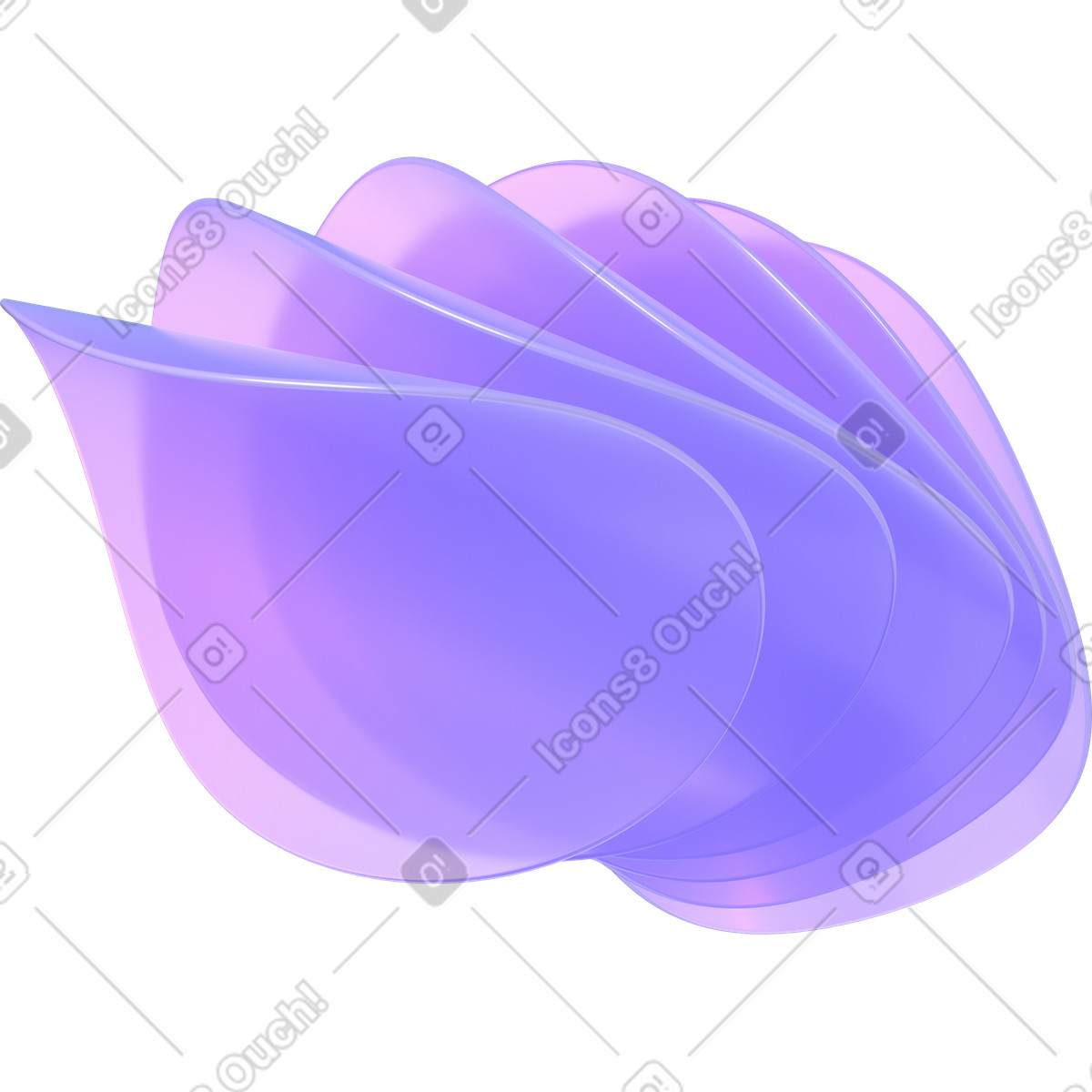 Six deformed transparent thin lenses illustration in 3D Glassy style download in PNG, SVG