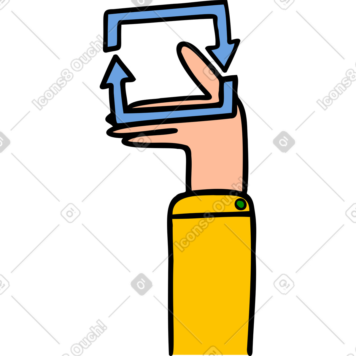 Hand with a reblog icon illustration in Comic style download in PNG, SVG