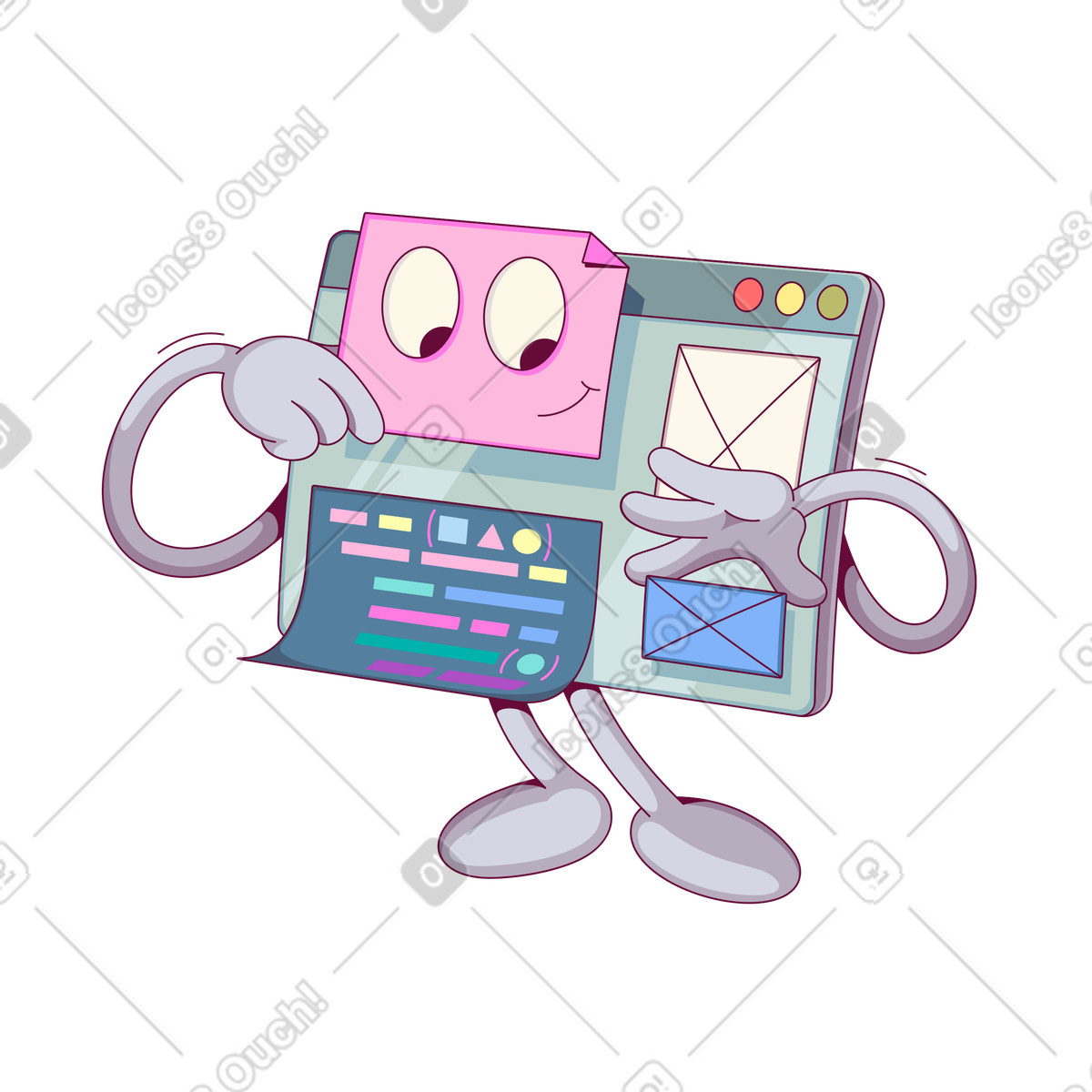 Browser creates web design illustration in Handy style download in PNG, SVG