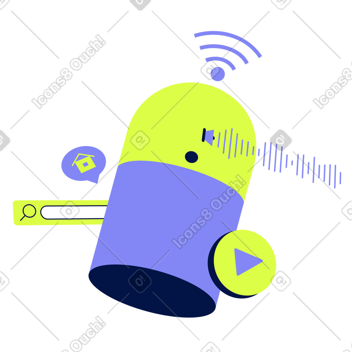 Voice-activated smart speaker, Digital assistant for modern home illustration in Glow style download in PNG, SVG