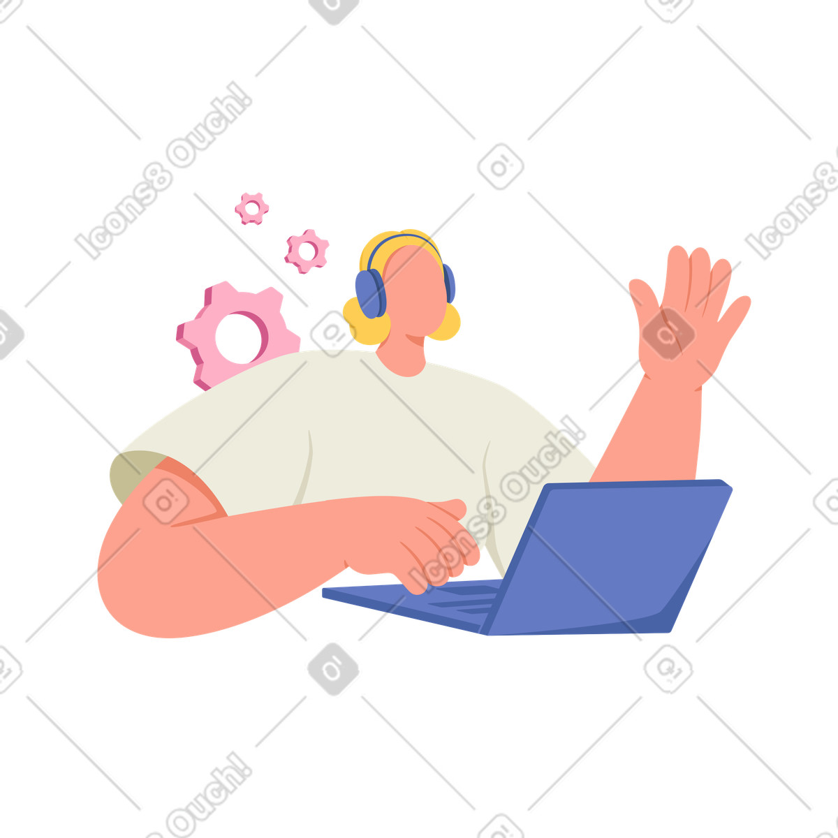 Employee working in technical support animated illustration in GIF, Lottie (JSON), AE