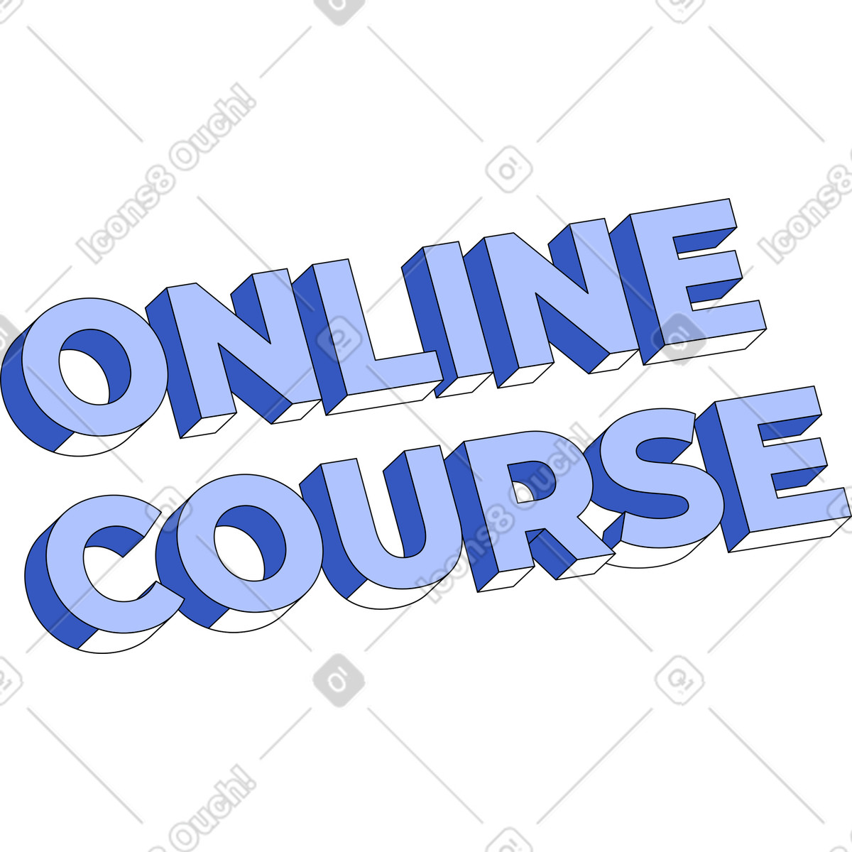 Lettering online course text illustration in Techny style download in PNG, SVG