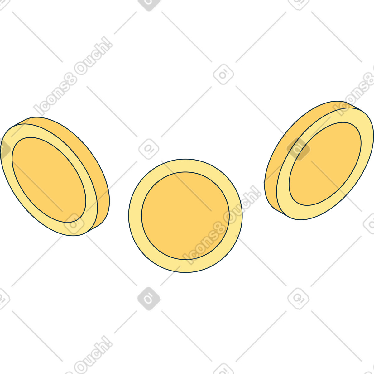 Three coins illustration in PNG, SVG