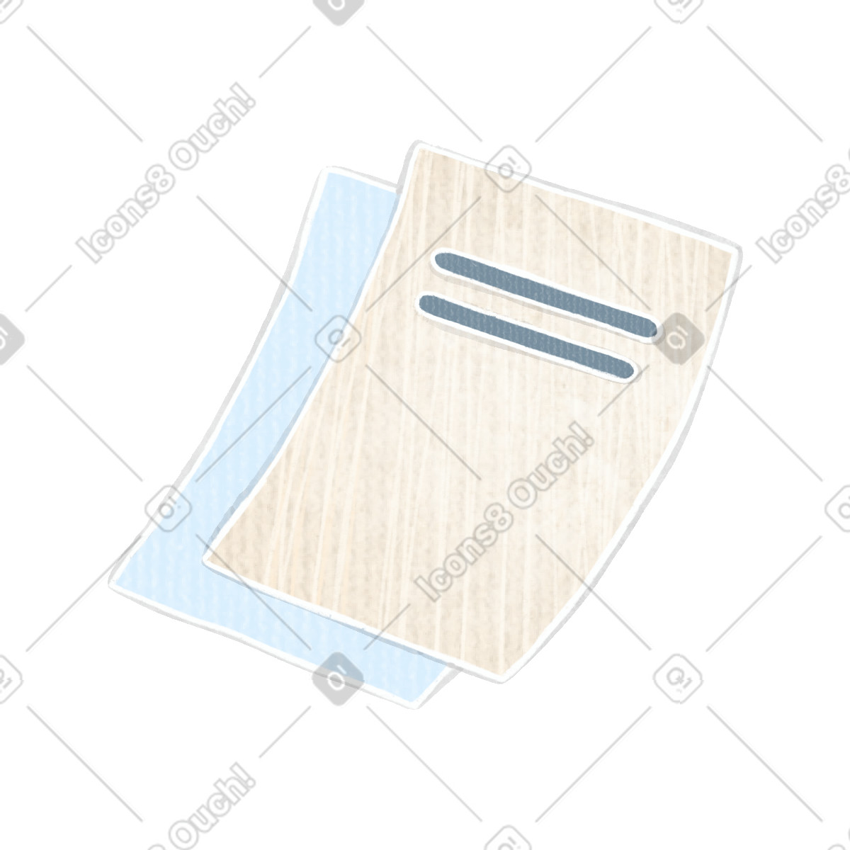 Illustration Deux feuilles avec des lignes de texte dans le style Crafty à télécharger aux formats PNG, SVG