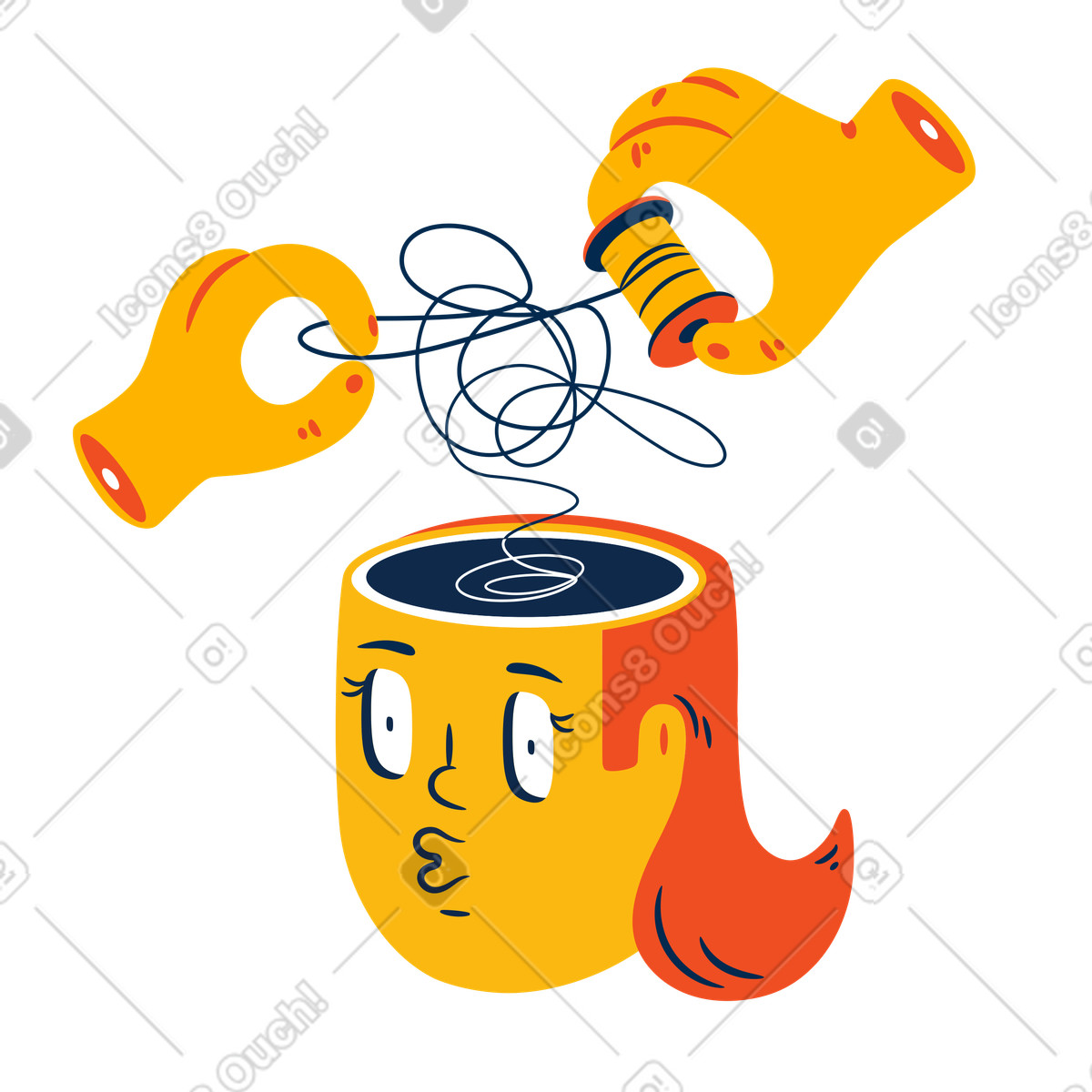 Ilustración Mujer recibiendo tratamiento psicológico profesional en estilo Flame a descargar en PNG y SVG