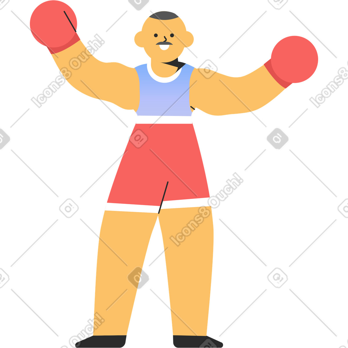 Illustration Boxeur dans le style Marginalia à télécharger aux formats PNG, SVG