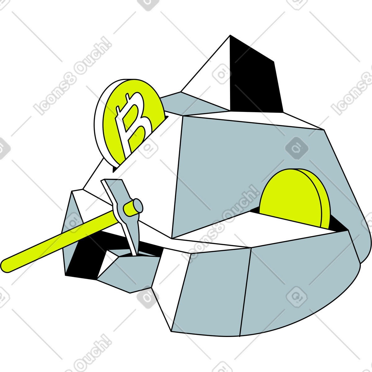 Mining di bitcoin illustrazione in stile Isometric scarica in PNG, SVG